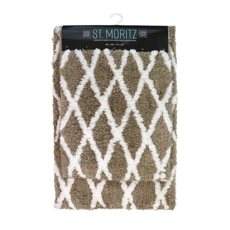 Monarch Brands St Mortiz 2 Piece Rug Set - Color Ground, Taupe PNP-STM-CG-TAUPE